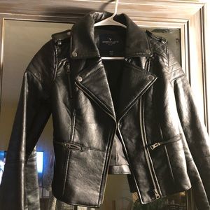 American eagle black leather jacket